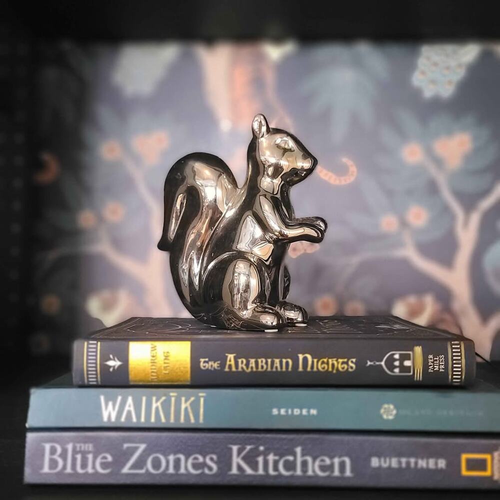 Ceramic squirrel figurine shelfie decor